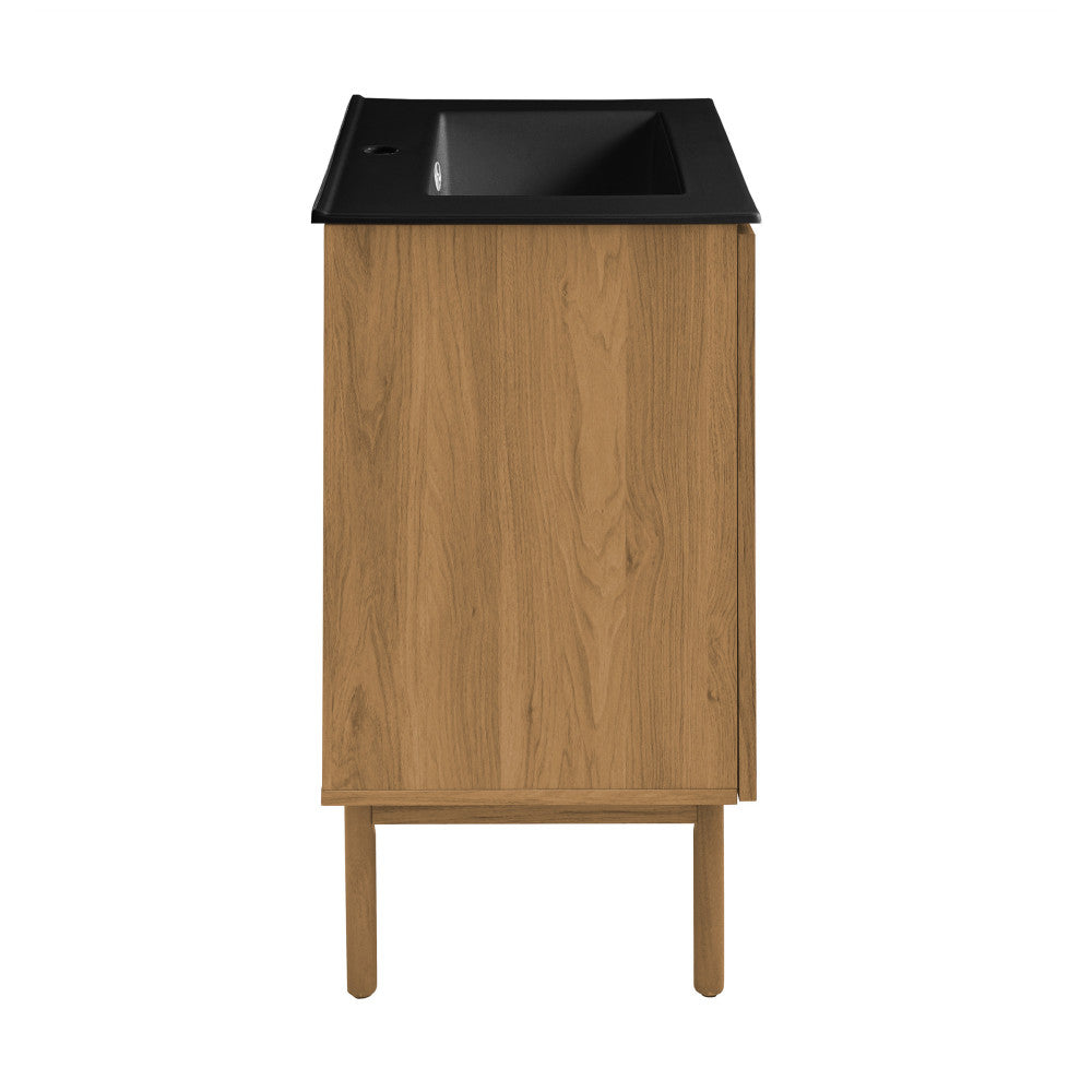 Classe 24" Freestanding Bathroom Vanity in Golden Oak with Black Sink Top