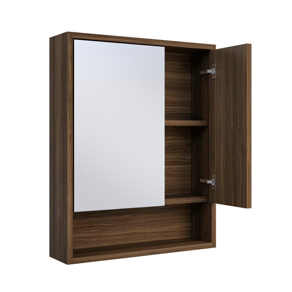 Delice 24 x 30 Rectangular Wall Mount Medicine Cabinet in Walnut with Open Shelf