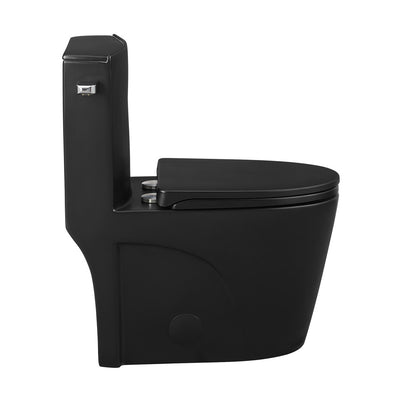 St. Tropez One-Piece Elongated Toilet Left Side Vortex Flush Handle in Matte Black 1.28 gpf