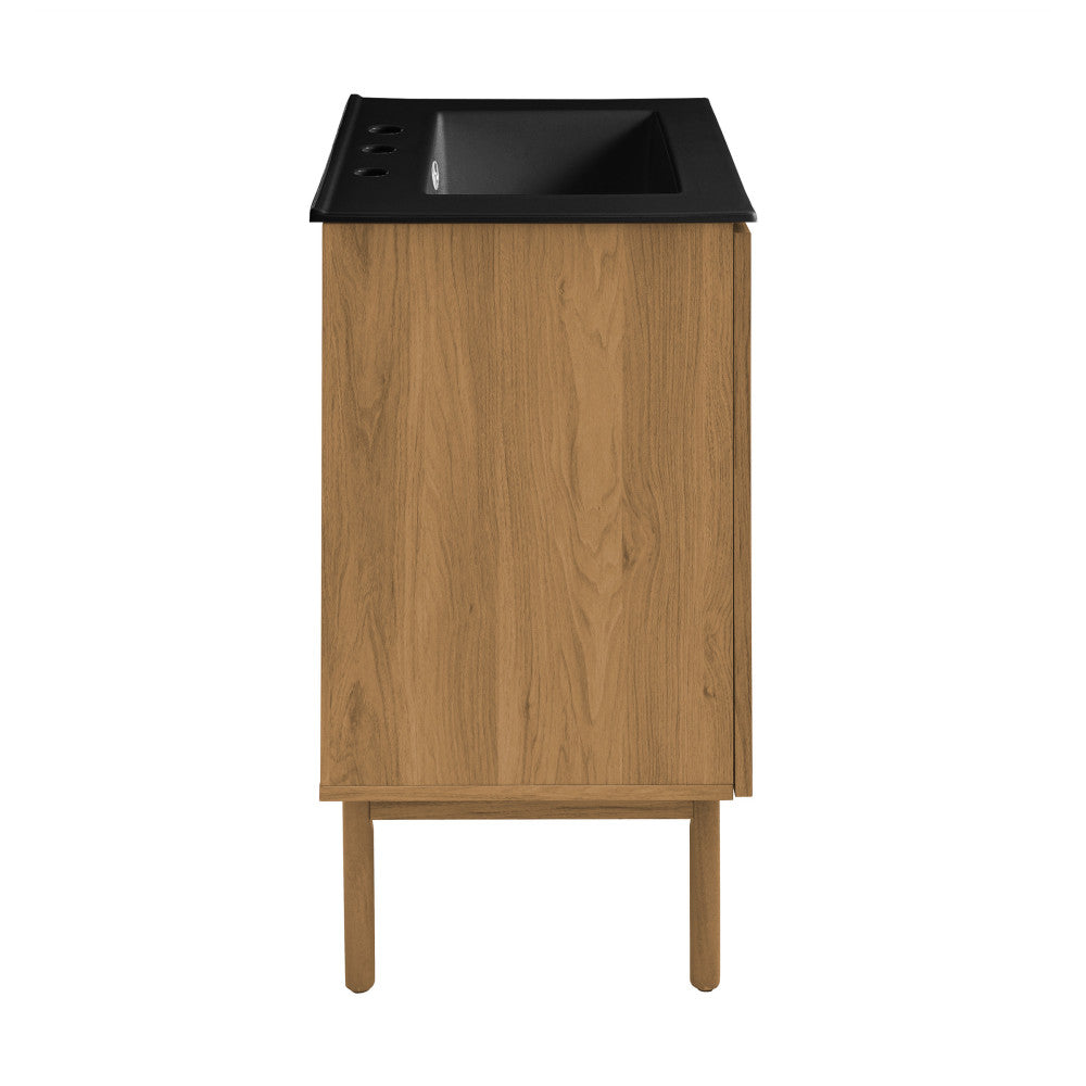 Classe 24" Freestanding Bathroom Vanity in Golden Oak with Black 3-Hole Centerset Sink Top