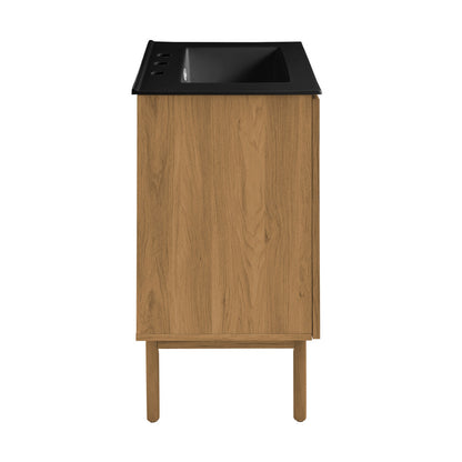 Classe 24" Freestanding Bathroom Vanity in Golden Oak with Black 3-Hole Centerset Sink Top