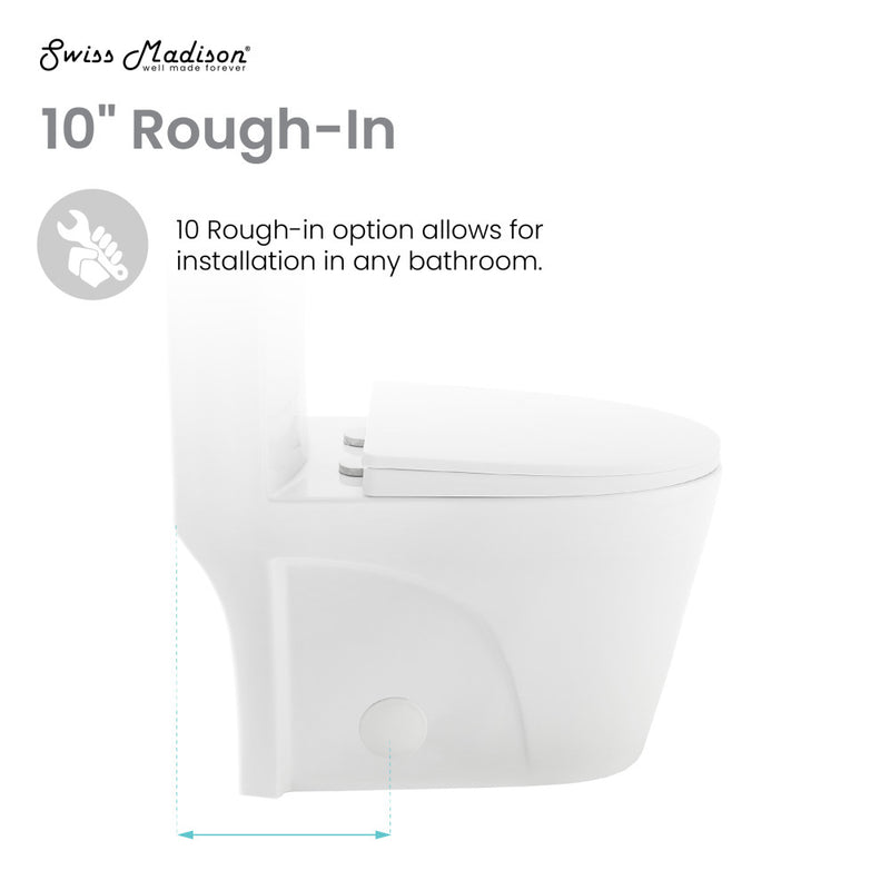 St. Tropez One-Piece 10" Rough-in 1.28 GPF Left Flush Elongated Toilet in Glossy White