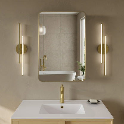 Pierre 20 x 30 Rectangle Recessed/Wall Mount Medicine Cabinet with Mirror in Brushed Gold