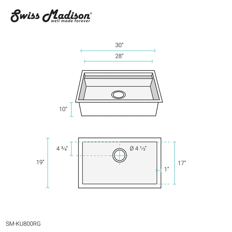 Tourner 30 x 19 Stainless Steel, Single Basin, Undermount Kitchen Workstation Sink in Rose Gold