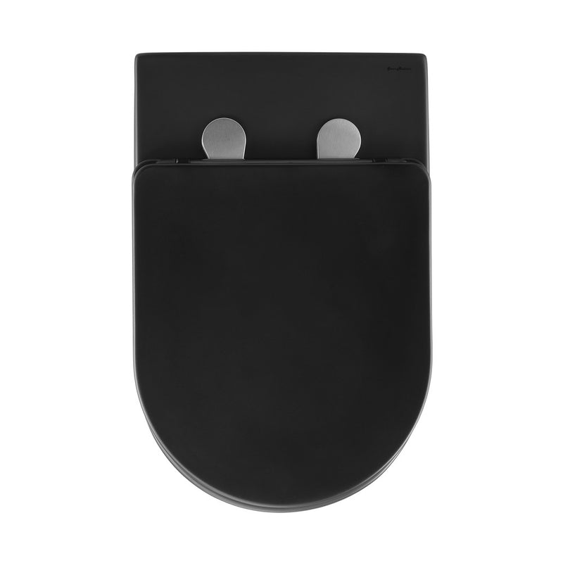 St. Tropez Back-to-Wall Toilet Bundle 0.8/1.6 GPF Dual Flush in Matte Black with Black Flush Plate