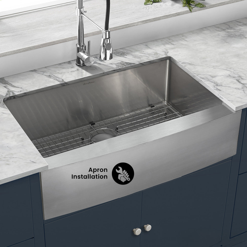 Rivage 33 x 21 Stainless Steel, Single Basin, Farmhouse Kitchen Sink with Apron