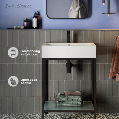 Pierre 24 Single, Freestanding, Matte Black Metal Frame Bathroom Vanity
