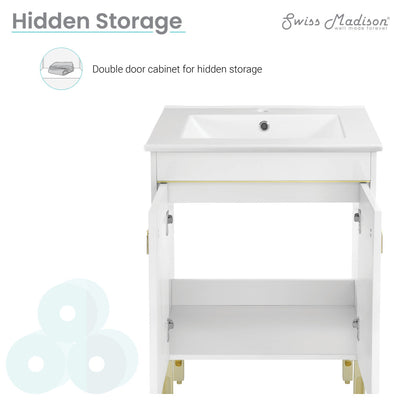 Lumiére 24" Freestanding Bathroom Vanity in White with Sink Top