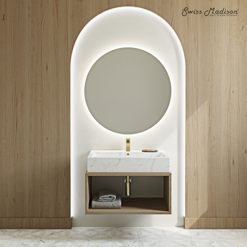 Voltaire Wide Rectangle Vessel Sink in Static Marble