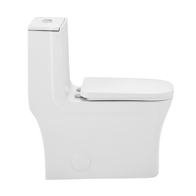 Concorde One-Piece 12" Rough-in 1.1/1.6 GPF Dual Top Flush Square Toilet in Glossy White