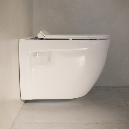 Ivy Wall Hung Elongated Toilet Bowl, Black Hardware