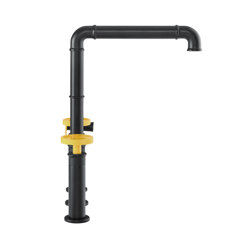 Avallon Pro Kitchen Faucet in Matte Black & Yellow