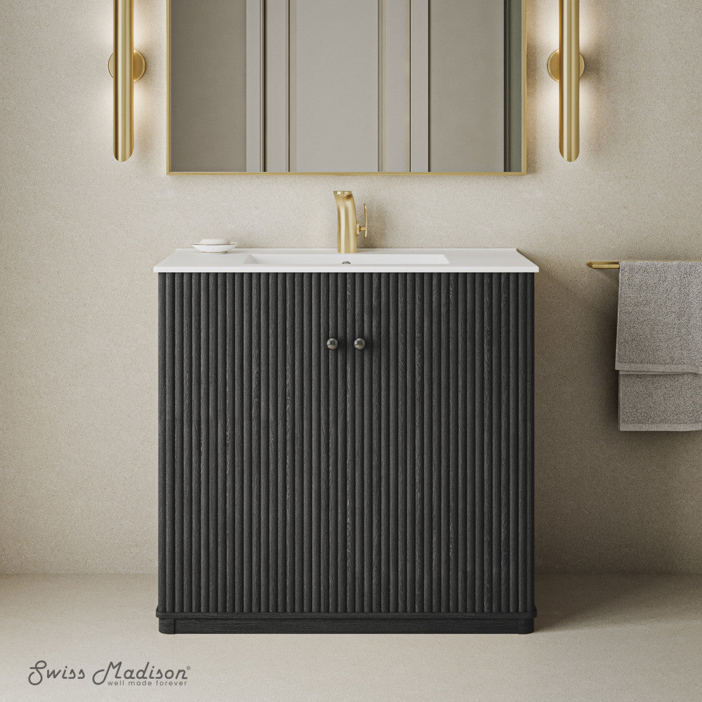 Lafayette 36" Freestanding Bathroom Vanity in Black Oak with Sink Top