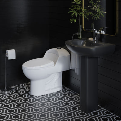 Chateau Two-Piece Round Pedestal Sink in Matte Black