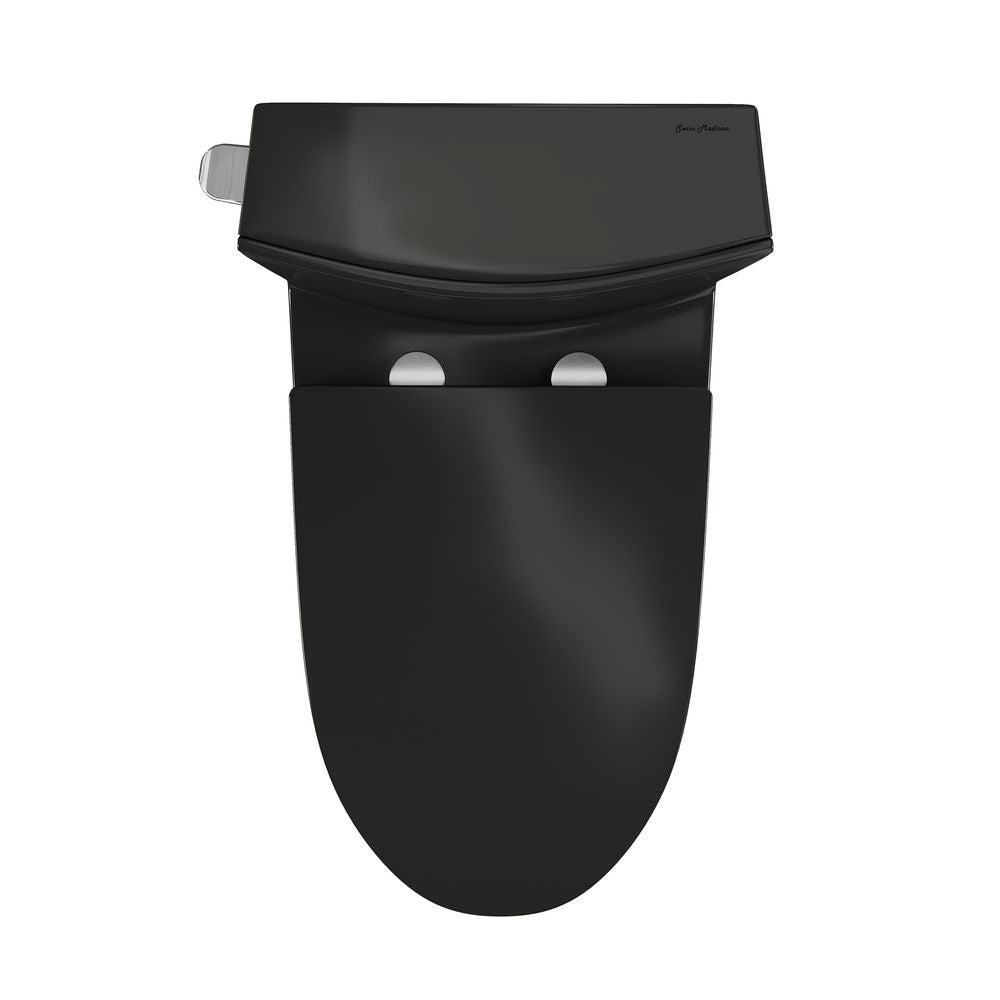 St. Tropez One-Piece 10" Rough-in 1.28 GPF Left-Hand Flush Elongated Toilet in Glossy Black