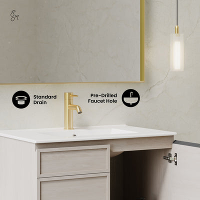 St. Tropez 30" Wall-Mounted Bathroom Vanity in White Oak with Sink Top