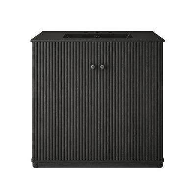 Lafayette 36" Freestanding Bathroom Vanity in Black Oak with Matte Black, 3-Hole Widespread Sink Top