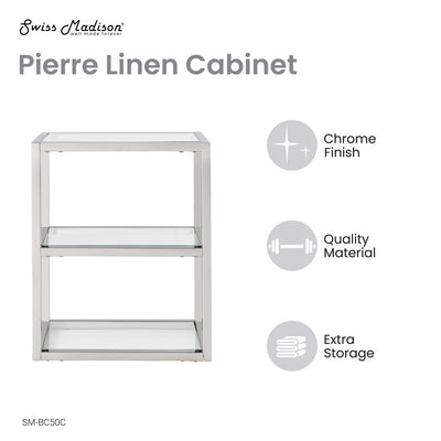 Pierre 16"x20"x10" Wall-Mounted Linen Cabinet in Chrome