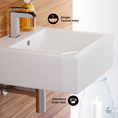 Voltaire 18 Square Ceramic Wall Mount Sink