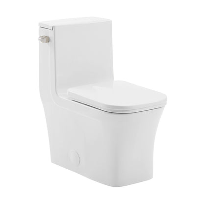 Concorde One-Piece 14" Rough-in 1.28 GPF Left-Hand Flush Square Toilet in Glossy White