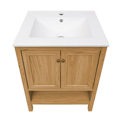 Chateau 24" Freestanding Bathroom Vanity in Golden Oak with Sink Top