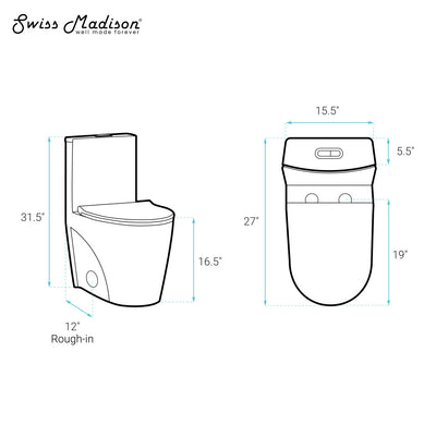 St. Tropez One-Piece Elongated Toilet Vortex Dual-Flush 1.1/1.6 gpf