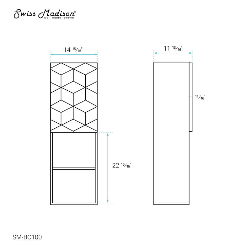 Annecy 15" W x 46" H x 12" D  Linen Cabinet in Phantom Black