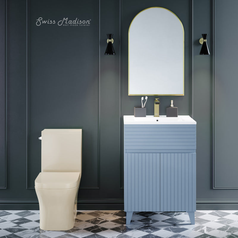 Concorde One Piece Square Left Side Flush Handle Toilet 1.28 gpf in Bisque