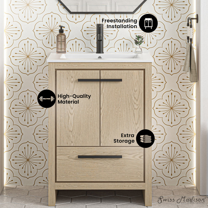 Virage 24 Freestanding, Bathroom Vanity in Natural Oak