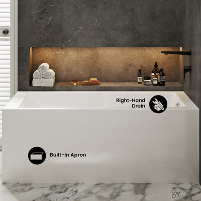 Claire 60" x 32" Right-Hand Drain Drain Alcove Tub with Corner Apron