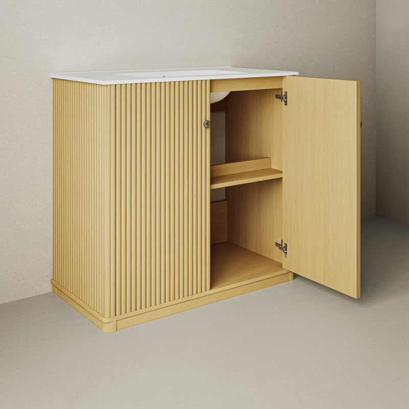 Lafayette 36" Freestanding Bathroom Vanity in Natural Oak with Sink Top