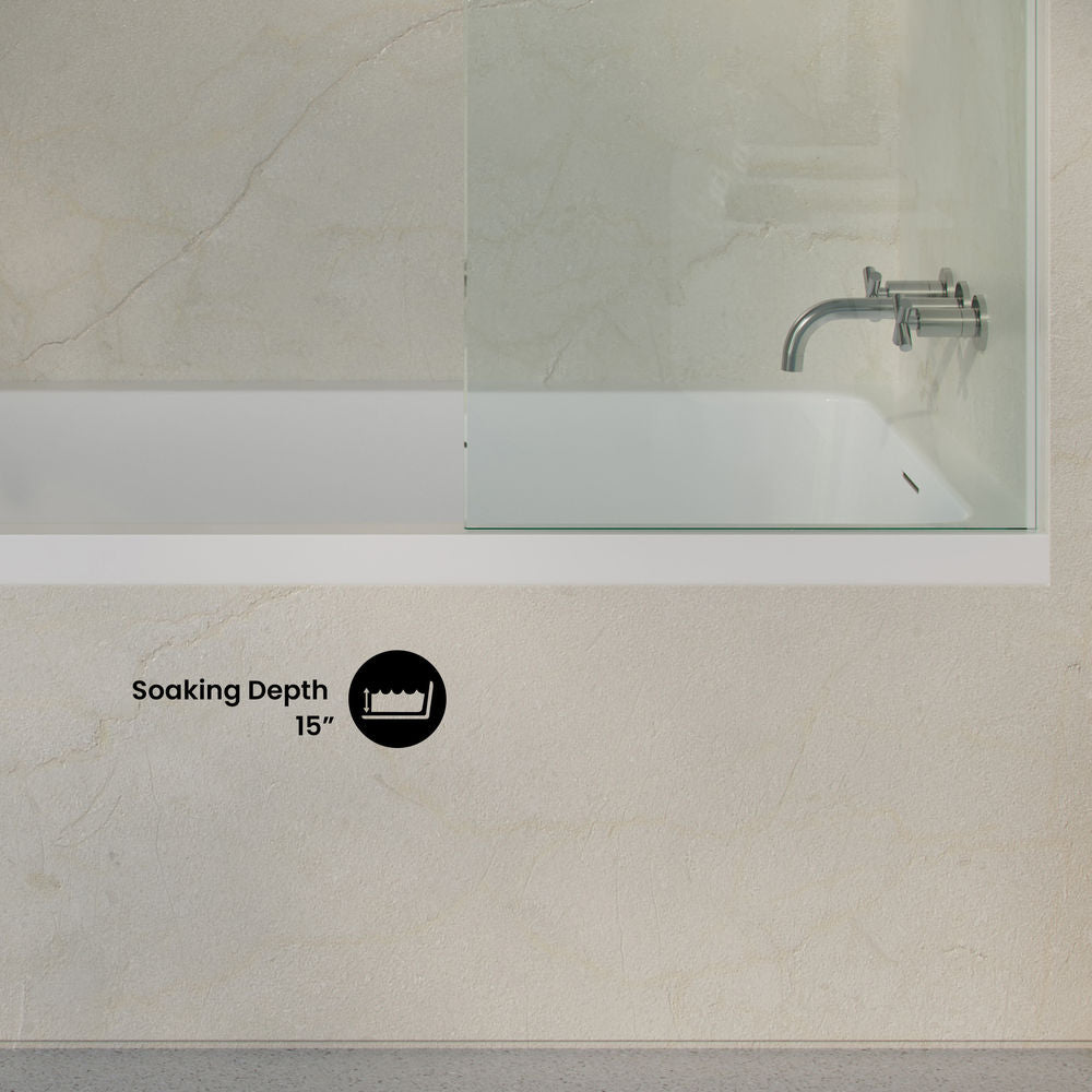 Voltaire 60 x 36 Right Drain Soaking Alcove Bathtub in Glossy White with Integrated Overflow, Drain Included
