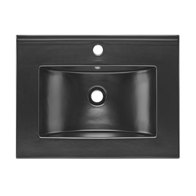 24" Ceramic Vanity Top with Single Faucet Hole in Matte Black