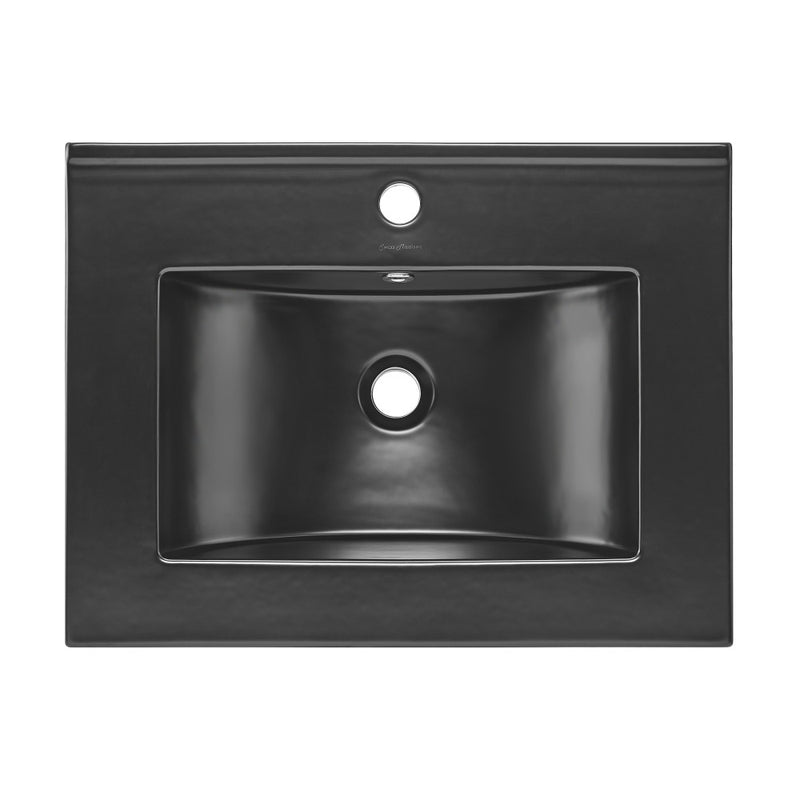 24" Ceramic Vanity Top with Single Faucet Hole in Matte Black
