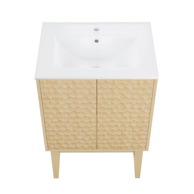 Bosse 24" Freestanding Bathroom Vanity in Natural Oak with Sink Top