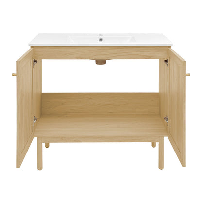 Classe 36" Freestanding Bathroom Vanity in Natural Oak with Sink Top