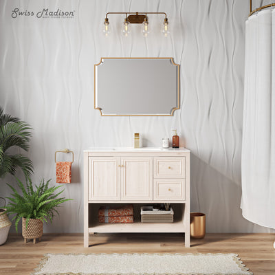 Château 36" Freestanding Bathroom Vanity in White Oak with Sink Top