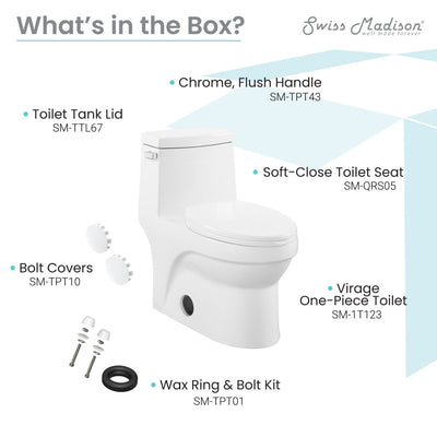 Virage One-Piece Elongated Left Side Flush Handle Toilet 1.28 gpf