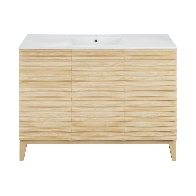 Cascade 48 in. Natural Oak Bathroom Vanity With White, 3-Hole Ceramic Sink Top