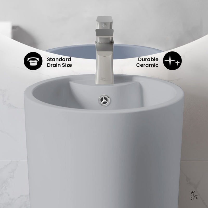 Monaco Circular Basin Pedestal Sink Matte Grey