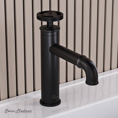 Avallon Single Hole, Single-Handle Wheel, Bathroom Faucet in Matte Black