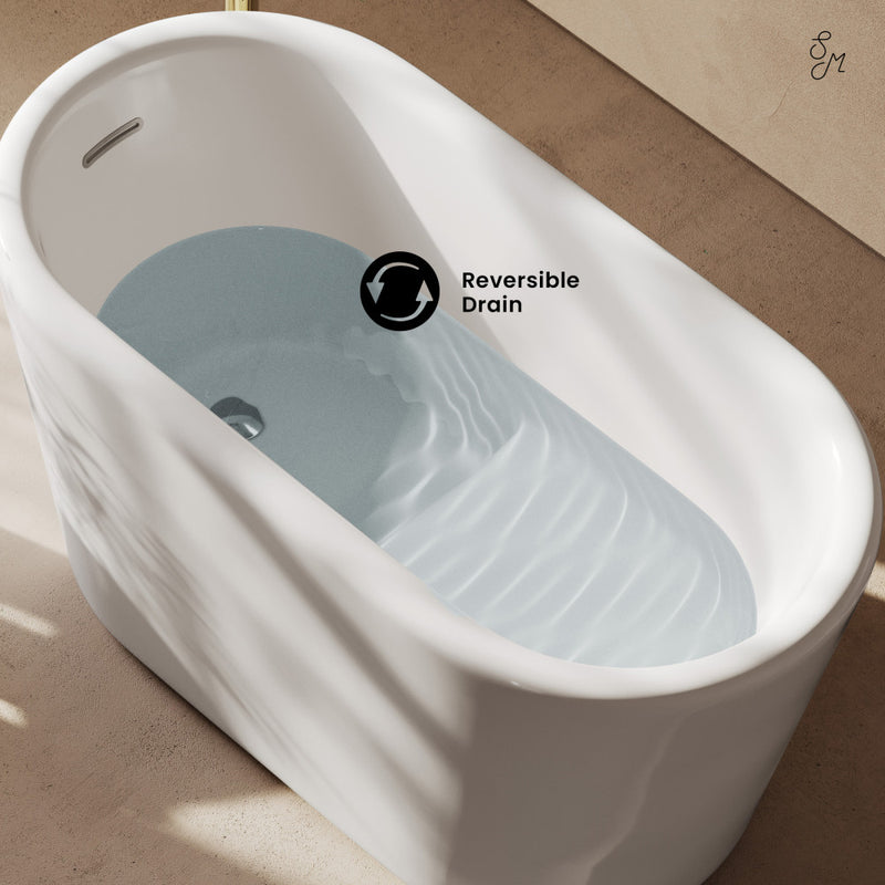 Nanterre 51" Japanese Soaking Freestanding Bathtub in Glossy White, Drain Included