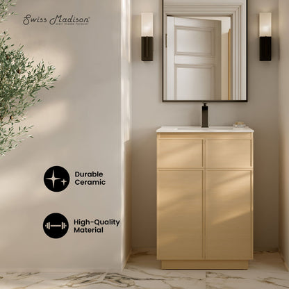 St. Tropez 24" Freestanding Bathroom Vanity in Natural Oak with Sink Top