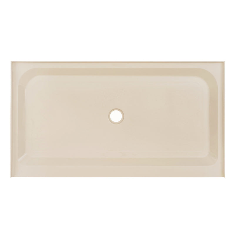 Voltaire 60" x 36" Single-Threshold, Center Drain, Shower Base in Biscuit