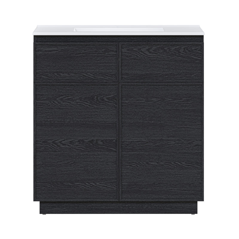 St. Tropez 36" Freestanding Bathroom Vanity in Black Oak with Sink Top