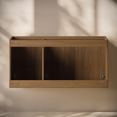 Cascade 48" Wall-Mounted Bathroom Vanity Cabinet without Top in Brown Oak