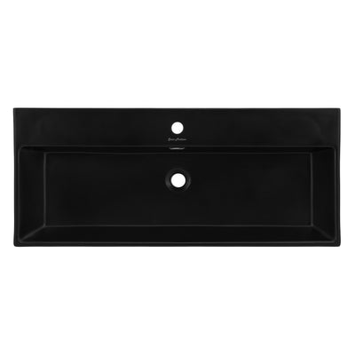 Claire 40 Ceramic Console Sink Matte Black Basin Chrome Legs