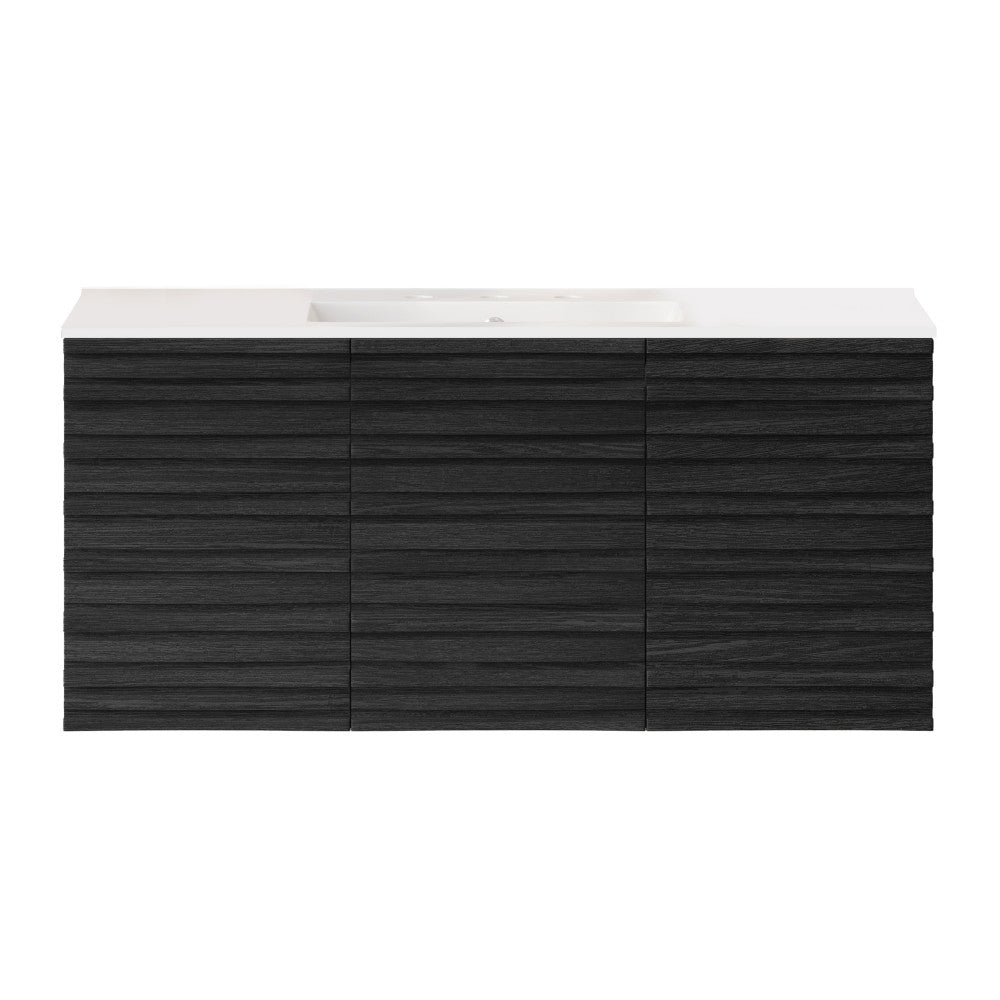 Cascade 48" Wall-Mounted Bathroom Vanity in Black Oak with 3-Hole Widespread Sink Top