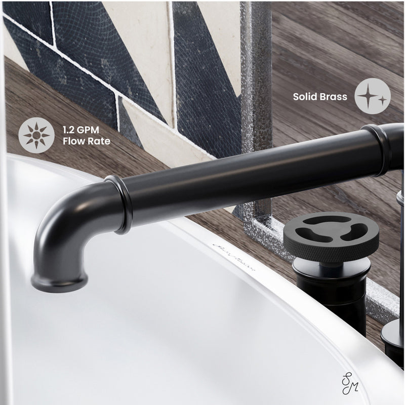 Avallon 8 in. Widespread, 2-Handle Wheel, Bathroom Faucet in Matte Black