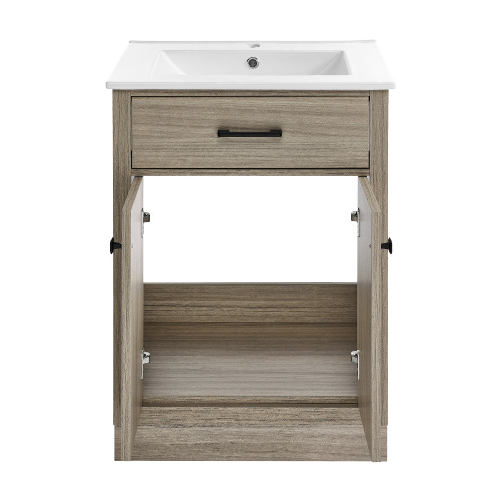 Burdon 24" Freestanding Bathroom Vanity in Weathered Oak with Sink Top